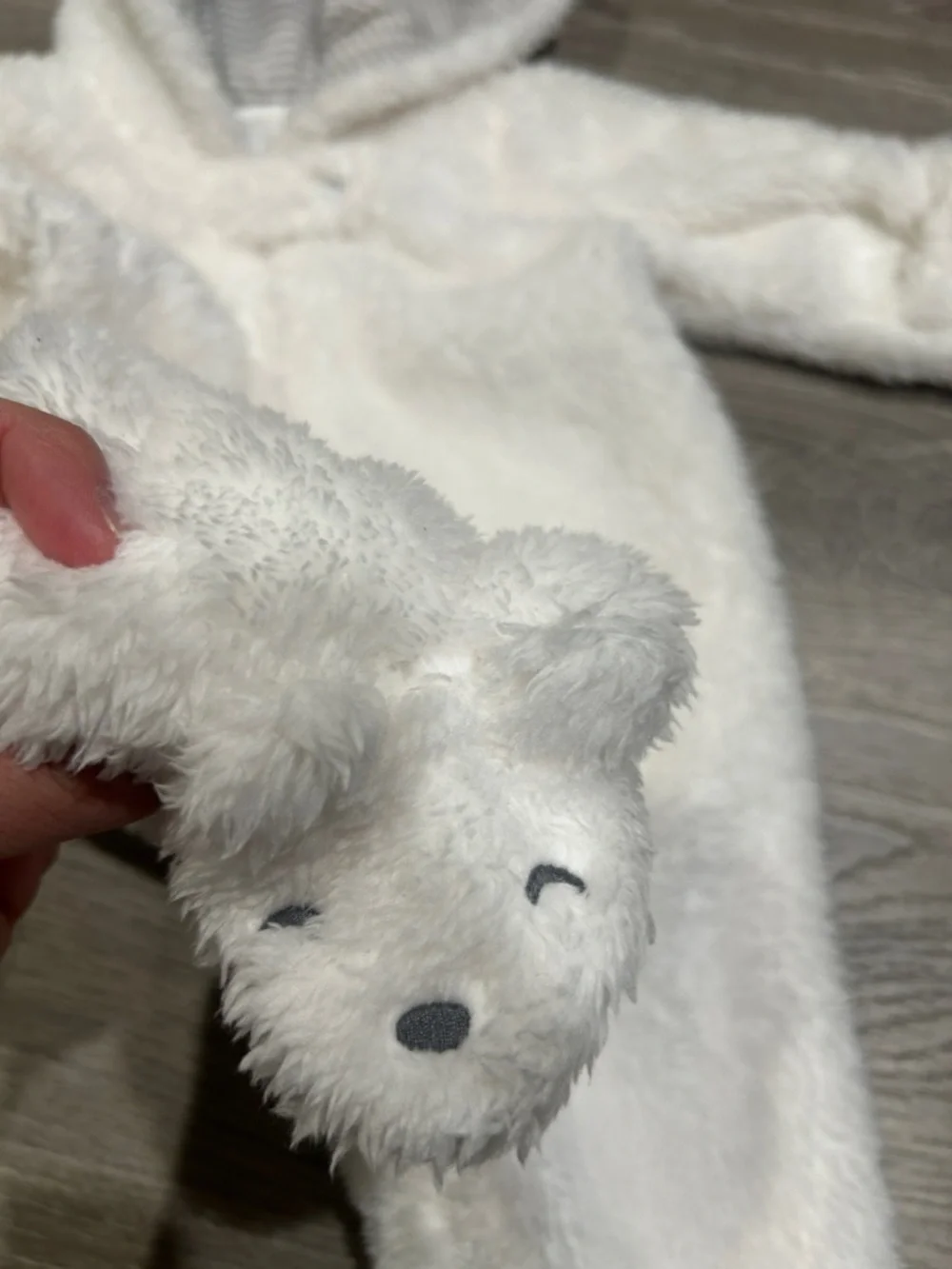 Carter’s Cozy White Fuzzy Hooded One-Piece for Baby